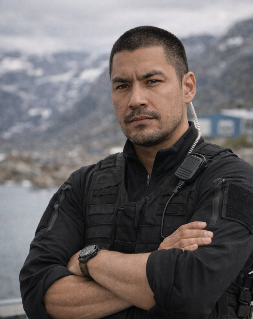 A rugged security type, Greenlandic man.